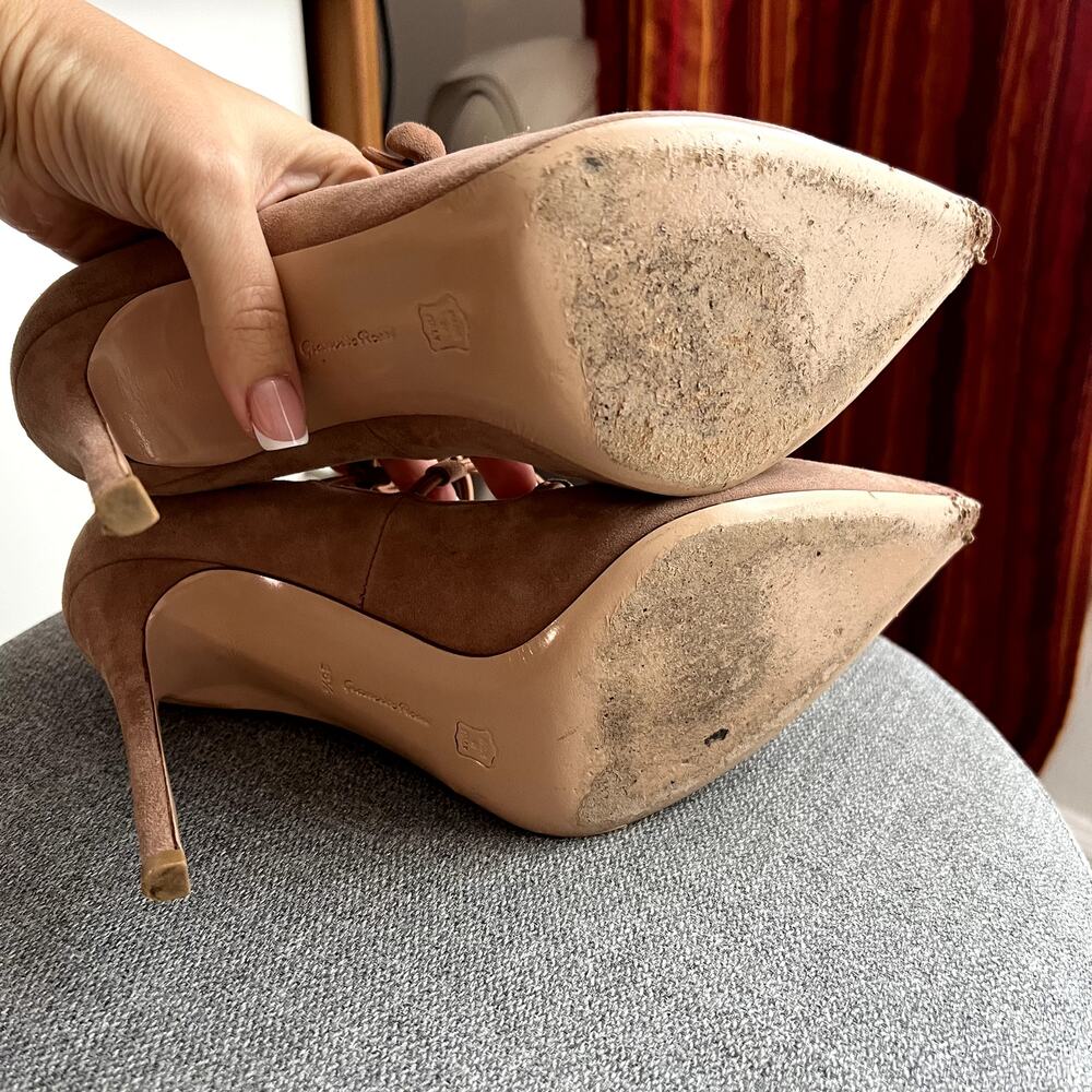 gianvito rossi marquis suede pumps straps size 38.5 38 1/2 dust pink - Picture 5 of 8